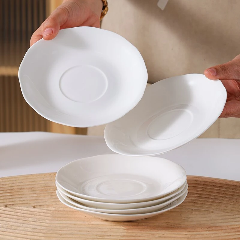 【景德镇展会】6英寸新骨瓷荷口盘10只装吐骨碟小盘子高温釉下彩