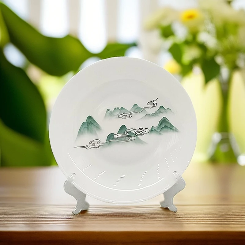 大好河山8英寸盘6只装新骨瓷耐高温家用中式陶瓷饭盘