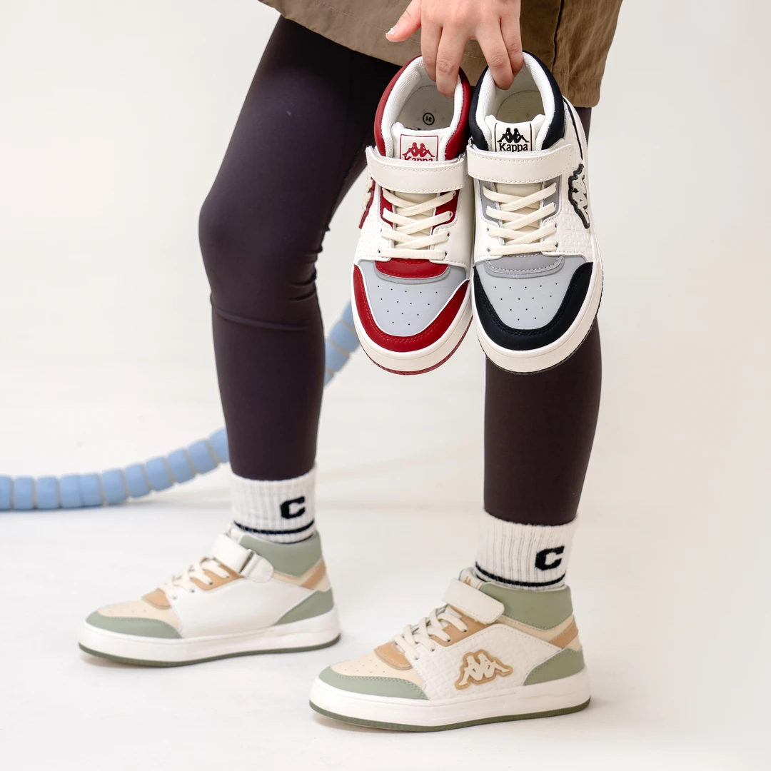 Kappa Kids春秋季童鞋时尚百搭中大童防滑舒适中帮男女童儿童板鞋