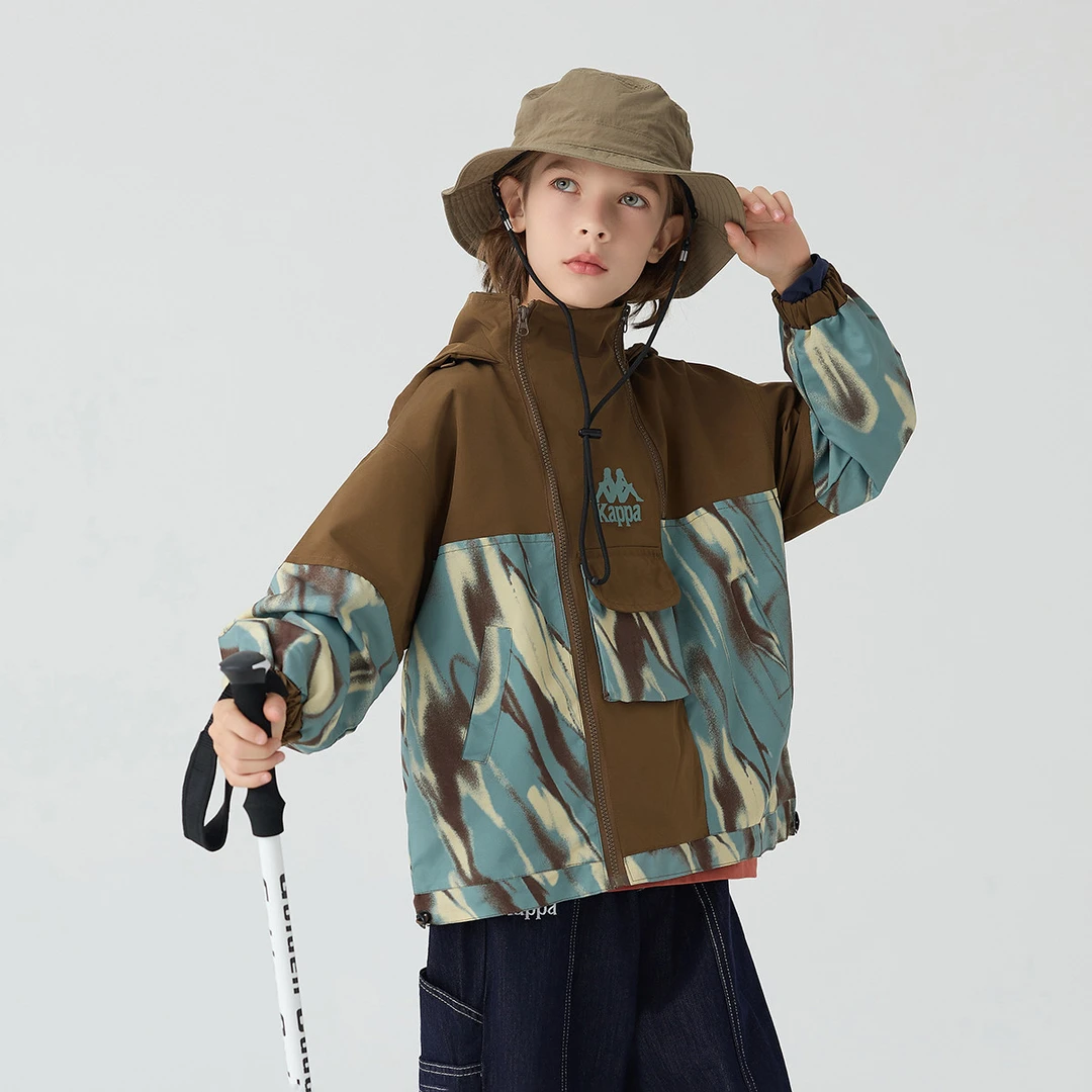 Kappa Kids卡帕春秋款童装休闲时尚儿童宽松时尚潮流百搭拉链外套