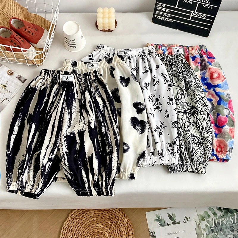 儿童宝宝短裤新款外穿洋气薄款宽松休闲夏季防蚊裤灯笼过膝短裤