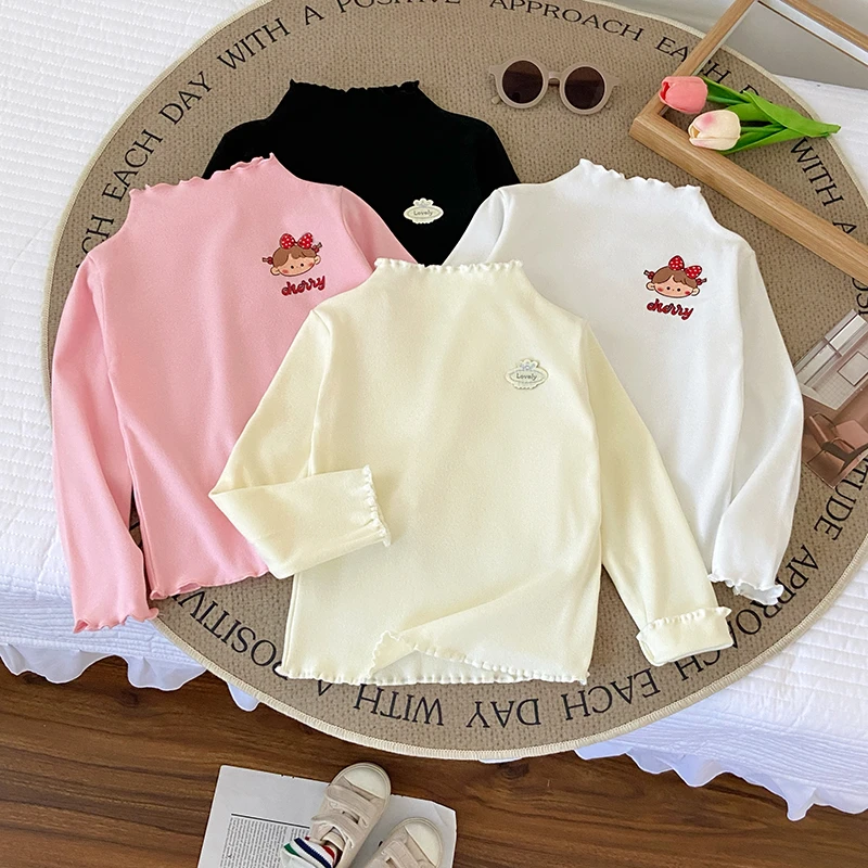 儿童秋款长袖公主2025新款纯色百搭洋气打底衫爆款内搭舒适T恤