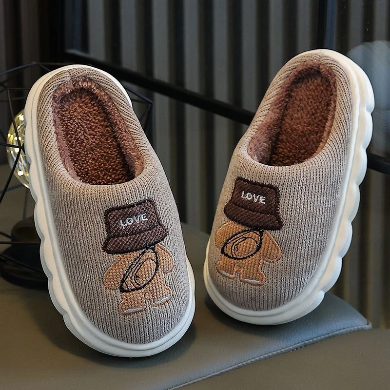 儿童棉鞋男女童保暖居家室内鞋大中孩厚底防滑秋冬学生宝宝棉拖鞋