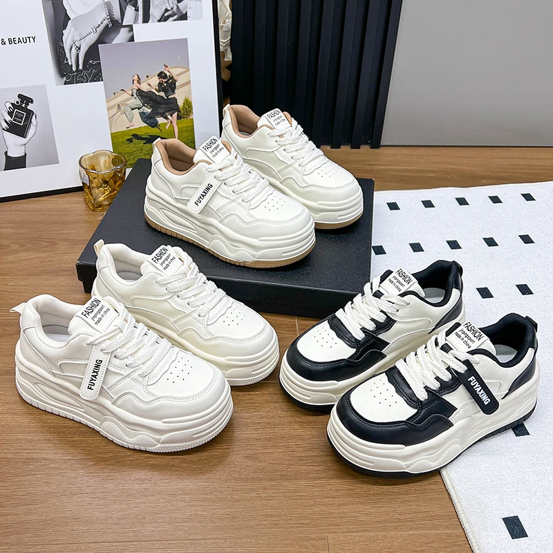 【圆圆】板鞋女款2023新款爆款春季厚底百搭学生女士运动鞋小白鞋