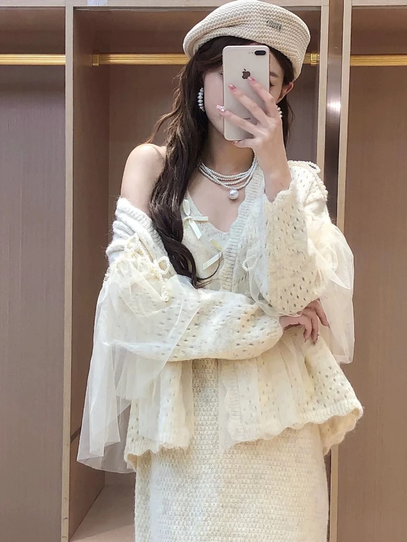 当季热卖毛衣套装长袖针织衫气质显瘦网红时尚休闲百搭甜美秋冬款