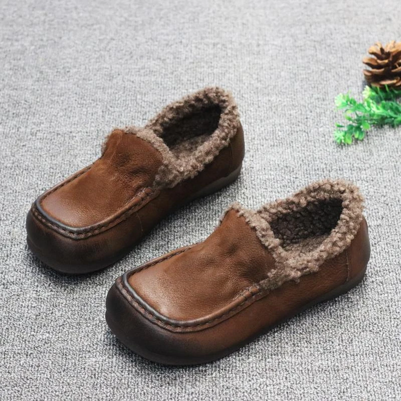 豆豆鞋女冬加绒保暖舒适软底毛毛鞋2024年圆头平底时尚一脚蹬棉鞋