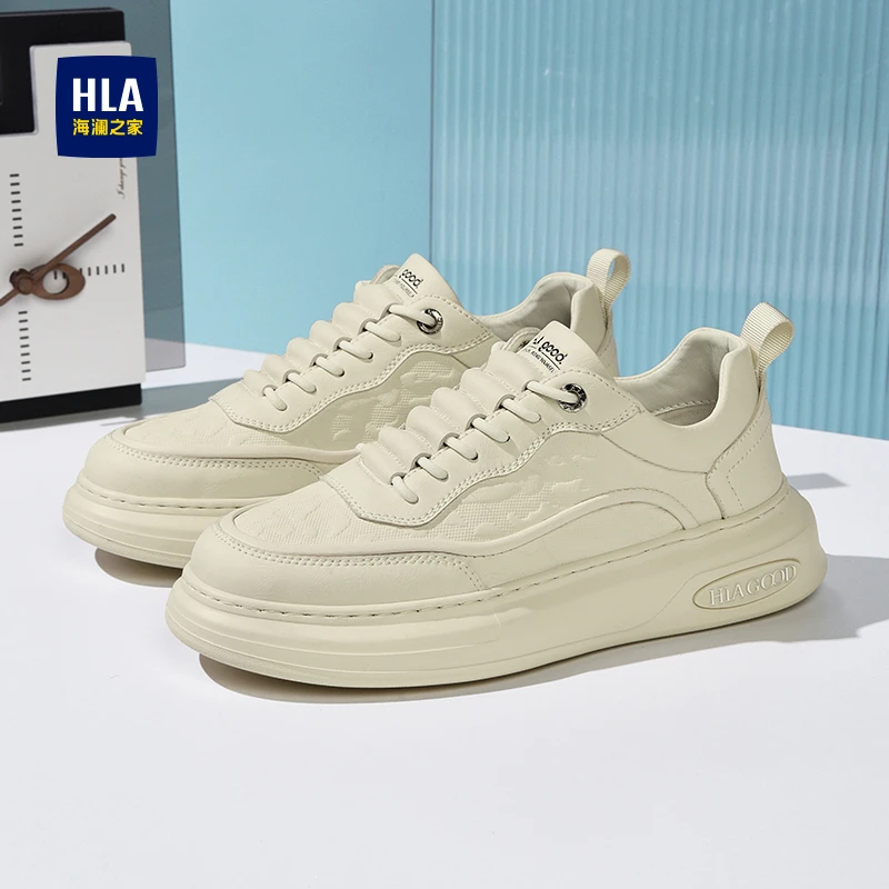 HLA/海澜之家男鞋新款秋冬经典增高百搭保暖休闲板鞋耐磨小白鞋