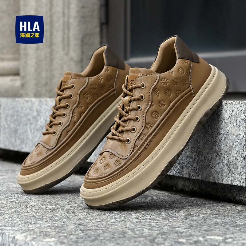 HLA/海澜之家男鞋新款秋季复古潮流户外板鞋厚底耐磨休闲男士百搭