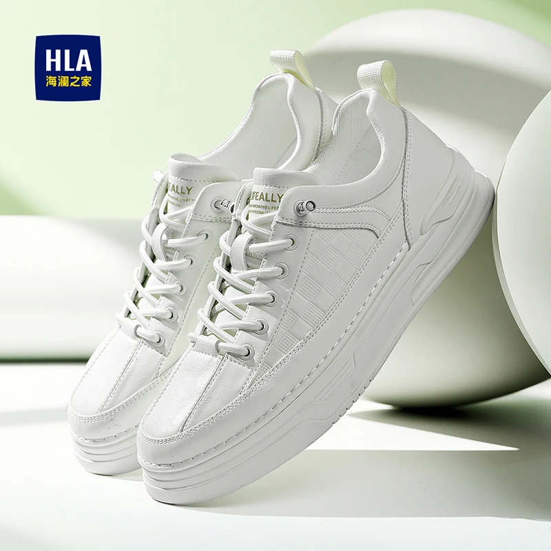 HLA/海澜之家男鞋新款春季时尚免系带舒适休闲板鞋耐磨经典小白鞋