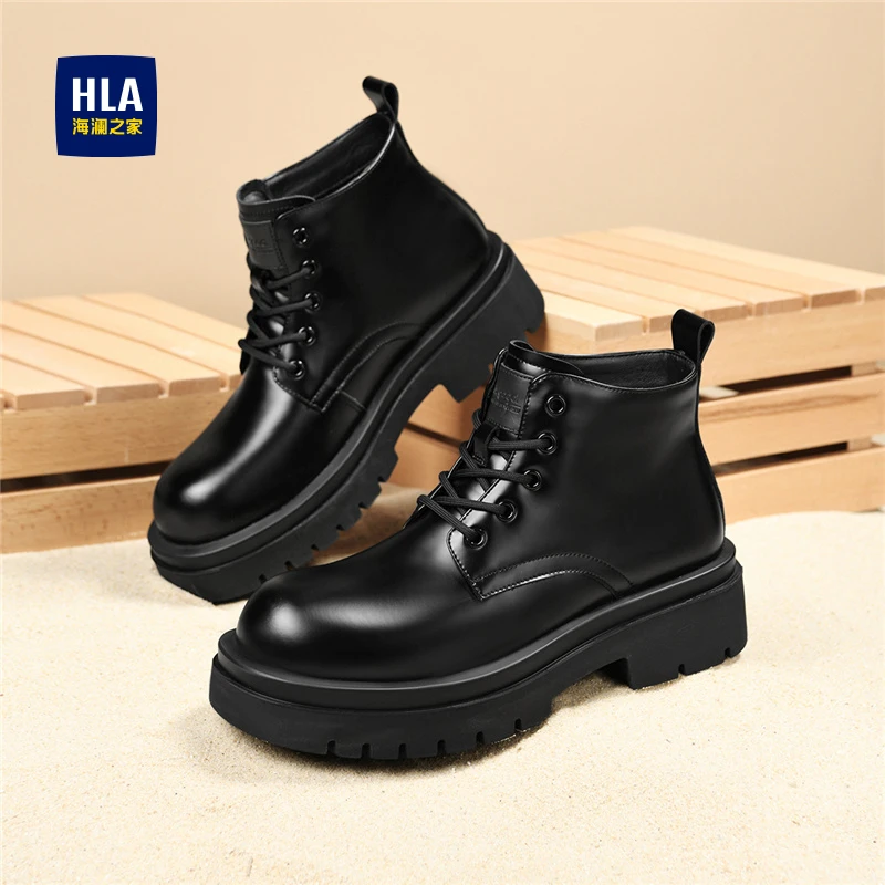 HLA/海澜之家男鞋新款秋季经典高帮休闲耐磨马丁靴男士百搭工装靴