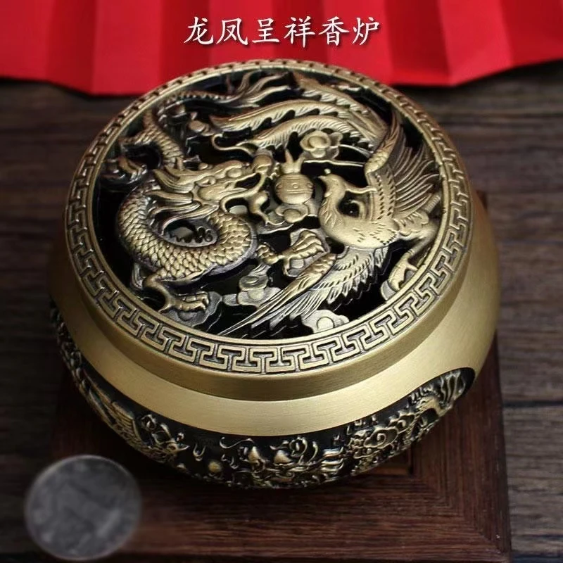 铜匠千年黄铜香炉盘香炉工艺品铜香炉檀香炉熏香炉香道铜摆件家用