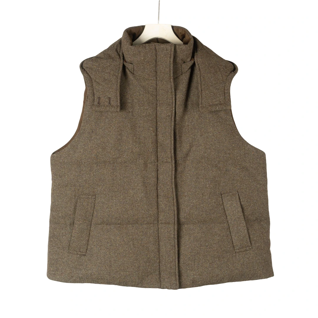 三木兮非2024冬季新款文艺休闲百搭保暖拆卸帽马甲24FMJ3029