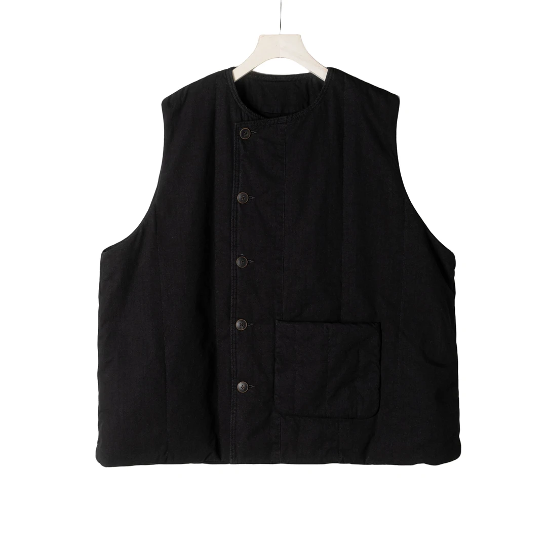 三木兮非（样衣慎拍）慵懒休闲百搭松弛个性加棉黑色马甲24FS1082