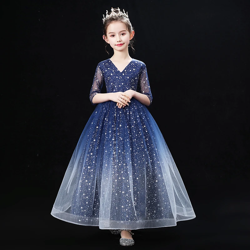 女童新款礼服儿童高端生日晚礼服走秀主持人合唱钢琴演出服公主裙