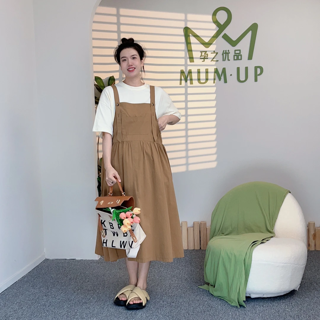 孕之优品宽松长裙背带裤套装夏季时尚孕妇装背带裙DY3482 DY3483