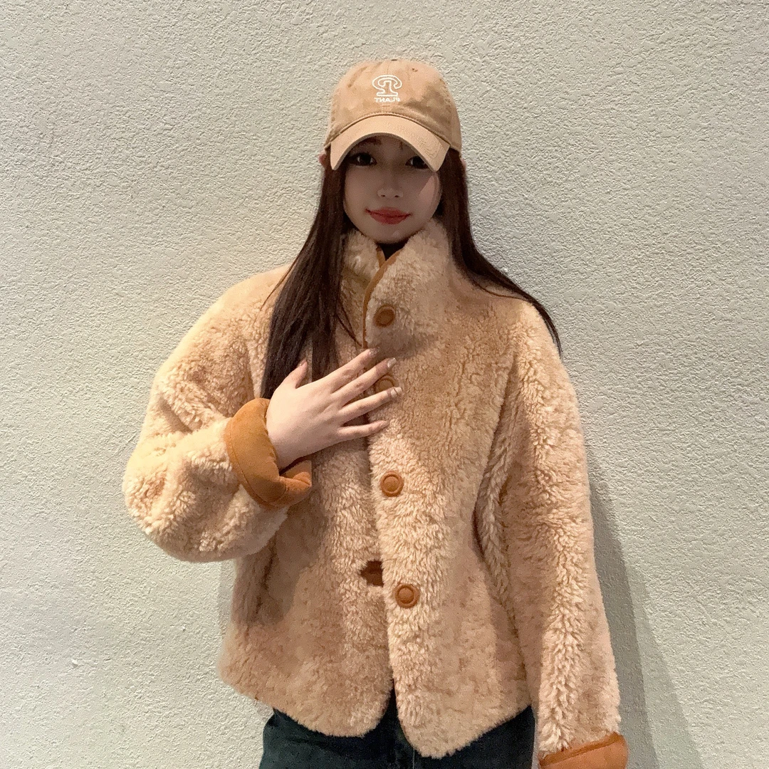 2024秋冬季双面领立领女款搭时尚新款设计师款羊毛短款外套8962