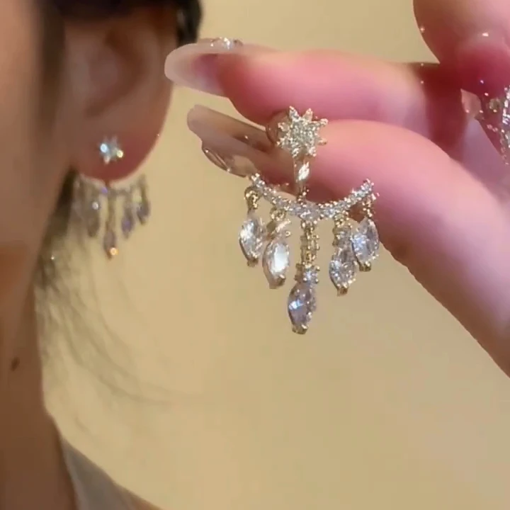 超仙个性水滴八芒星耳环轻奢耳饰新潮百搭气质欧美ins