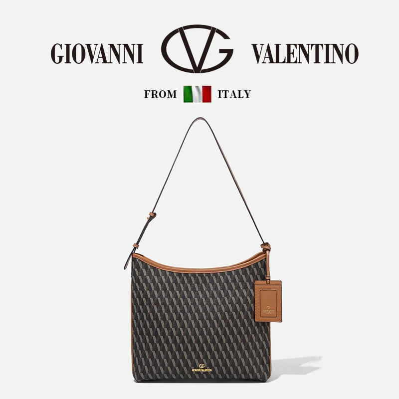 GIOVANNI VALENTINO/卓凡尼·华伦天奴经典斜纹印花金标托特女包