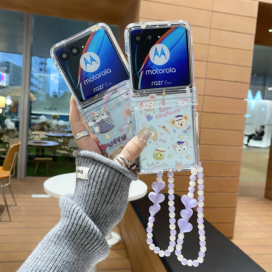 摩托罗拉 moto razr40ulta手机壳个性透明卡通熊razr40ulta全包女