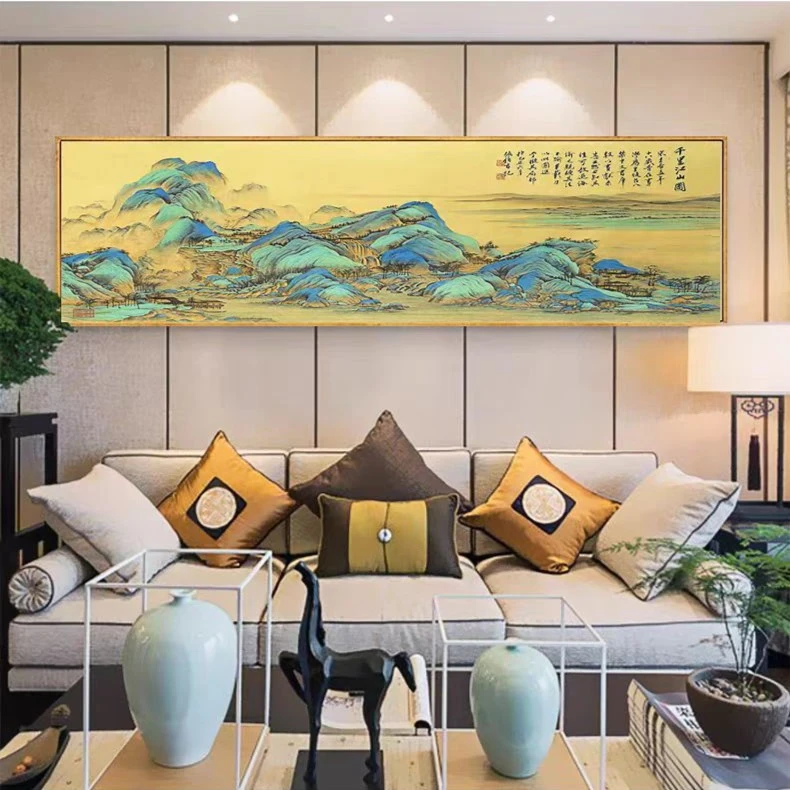 【纯手工十字绣成品】千里江山图十字绣满绣无勾边280X90cm