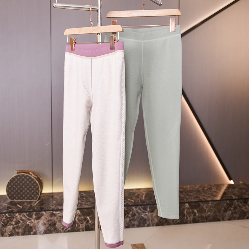【2条装】女款<大护膝含羊毛蚕丝>打底裤秋冬保暖裤内穿绒裤