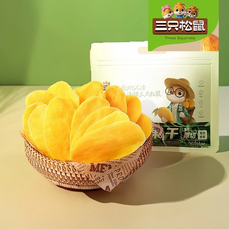 【三只松鼠】500g袋装芒果干风味食品水果脯零食干果网红好吃净含量