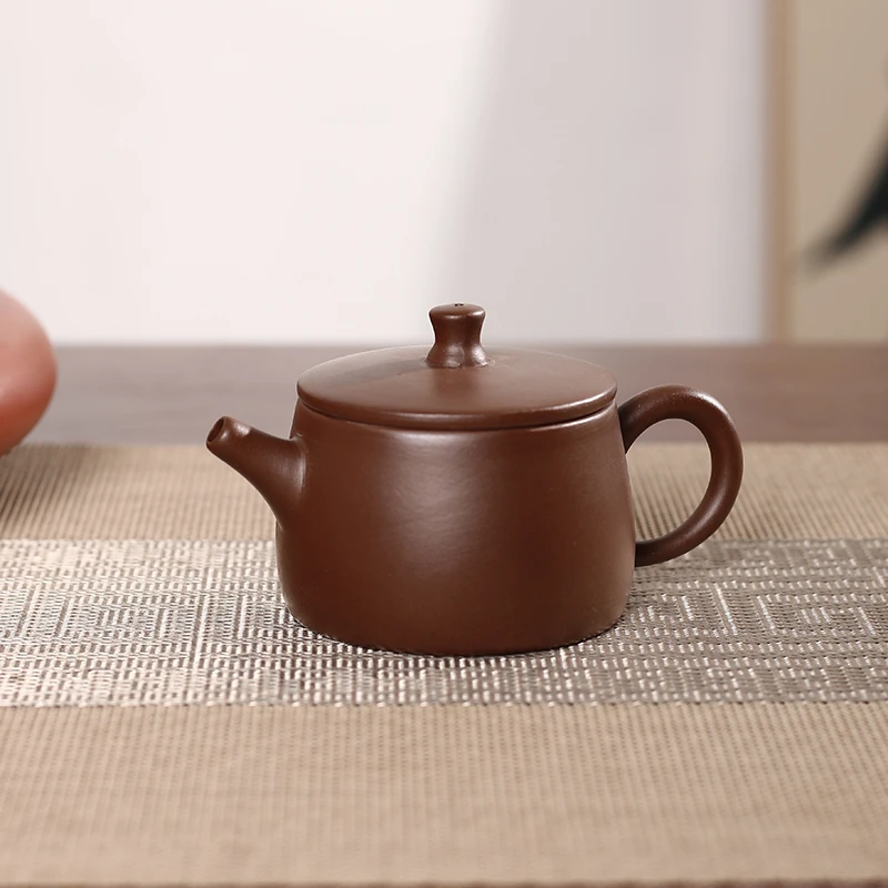 潮州紫泥手拉壶井口汉瓦壶小容量功夫小茶壶中式全手工复古茶壶