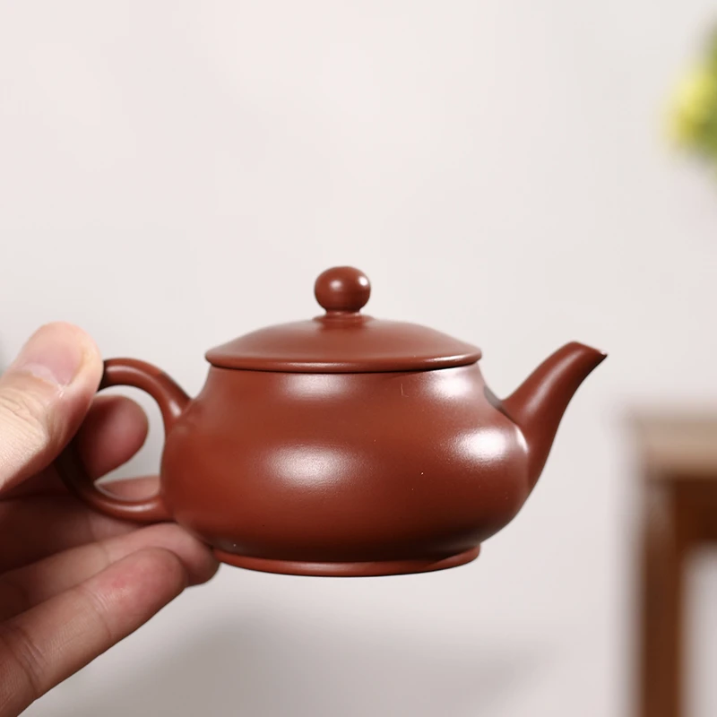 潮州小品壶家用朱泥小明炉壶小容量工夫小茶壶球孔出水潮州朱泥