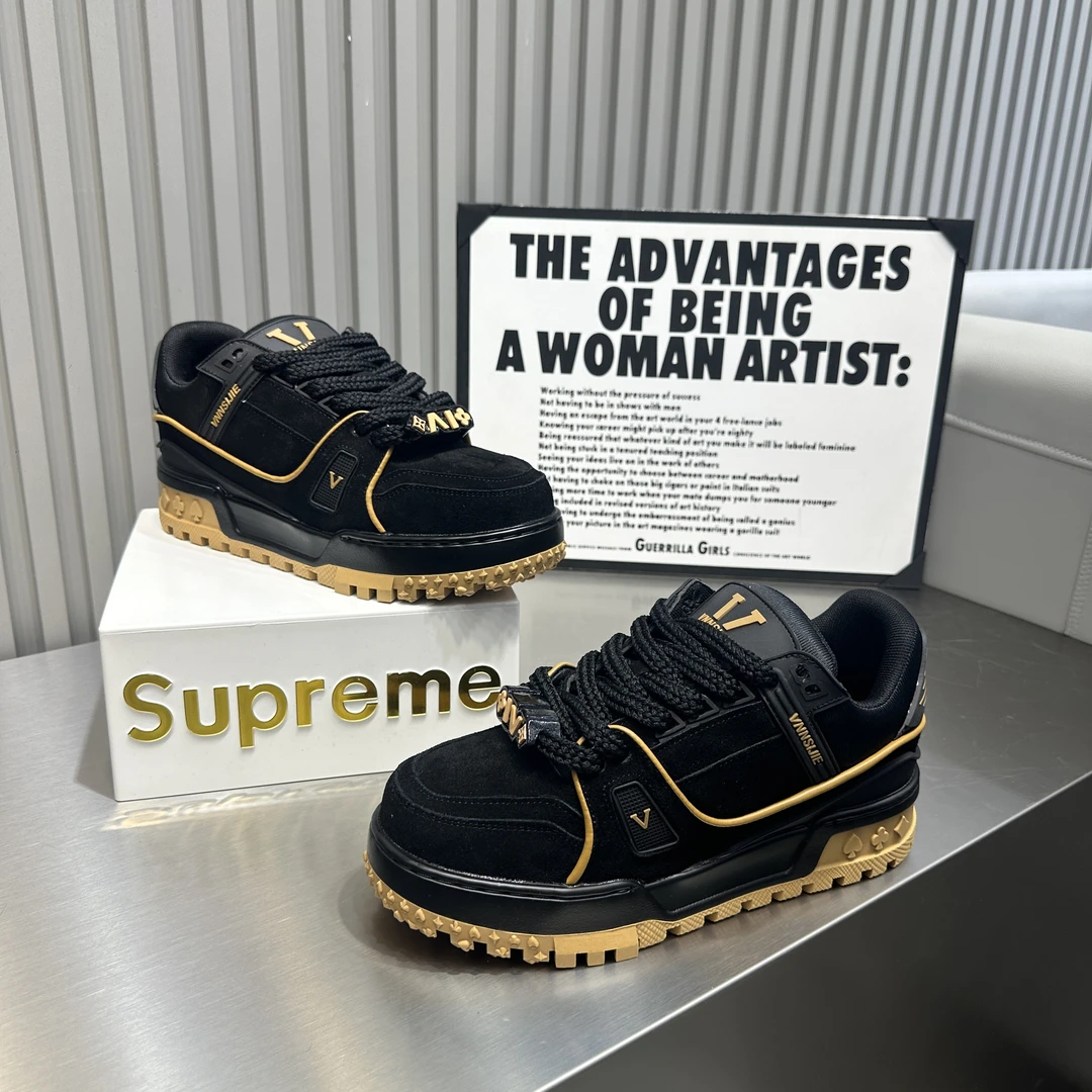 2024轻奢欧洲站时尚英伦风男同款超软底高级潮男休闲鞋潮鞋做旧