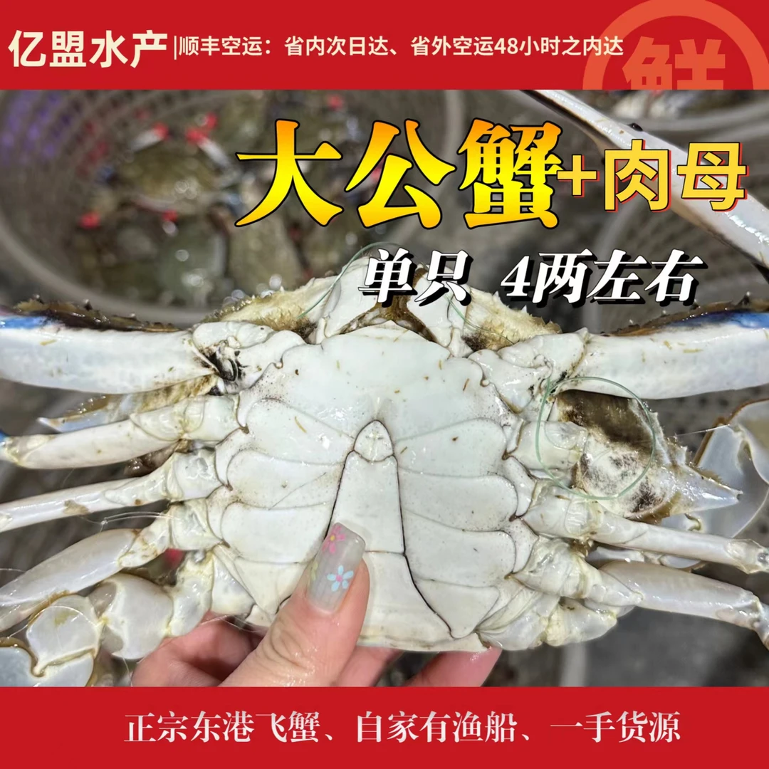 【保鲜不保活】 东港大公蟹+肉母3.5两以上3斤起拍6只左右不保全腿