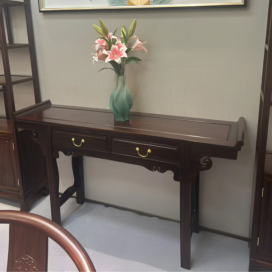 新中式家用客厅禅意带抽方脚明式玄关柜