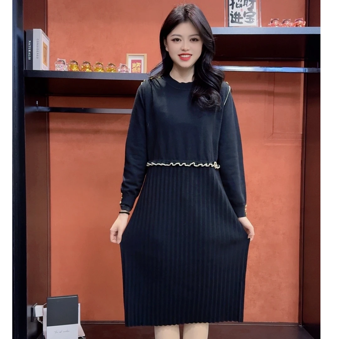 36 DD秋冬新款气质时尚显瘦百搭大码洋气毛衣针织连衣裙