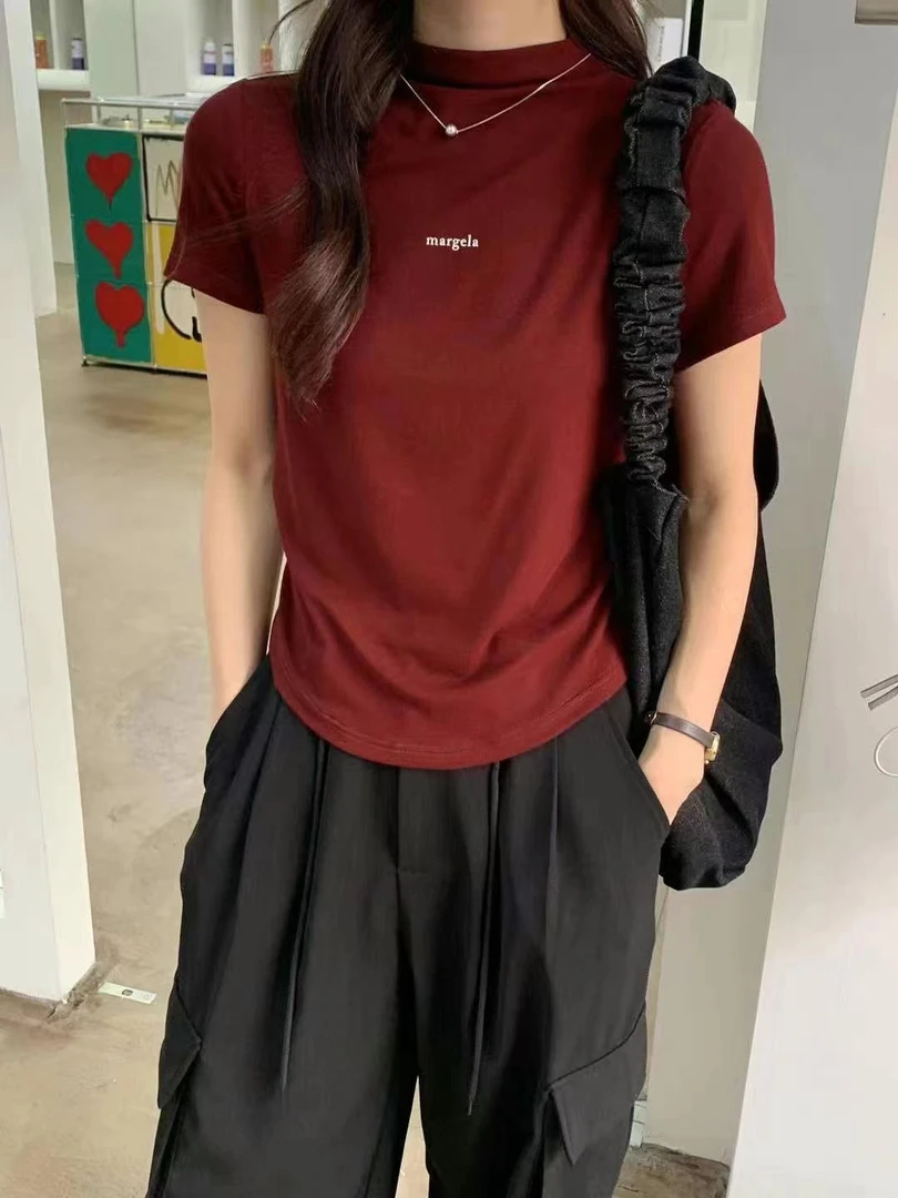 【罗罗严选】佰丽淘衣5200款秋季新款百搭时尚字母修身女士棉T恤