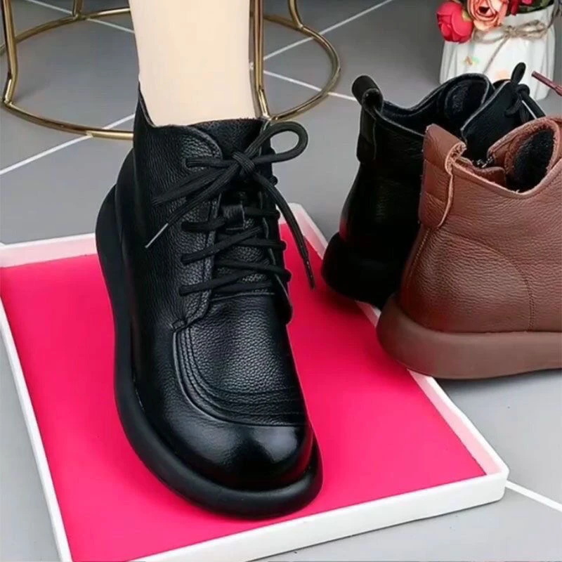 【35-43码】时尚休闲女靴加绒大码防滑马丁靴保暖秋冬中老年妈妈鞋