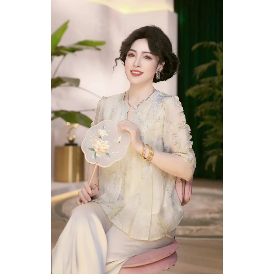 2024夏季新款时尚气质中年女装轻奢宽松两件套简约显瘦休闲套装