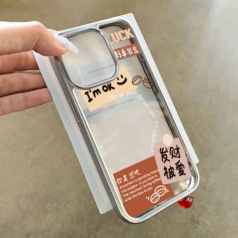 笑脸你美式吧适用苹果15PROMax/14/13/12电镀晶透iPhoneXR手机壳