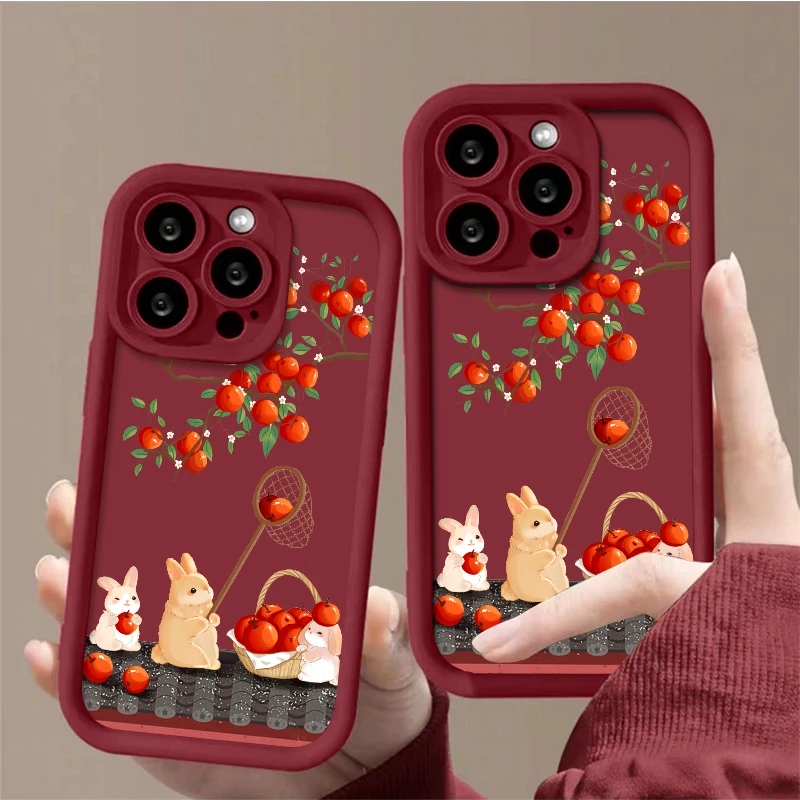 苹果兔子适用苹果15PRO简约iPhone14硅胶13可爱12/XSMAX/XR手机壳