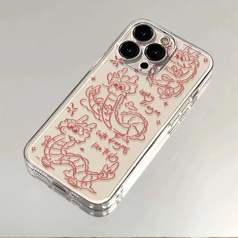 线条龙适用苹果华为OPPO荣耀VIVO小米红米三星透明iPhone15手机壳