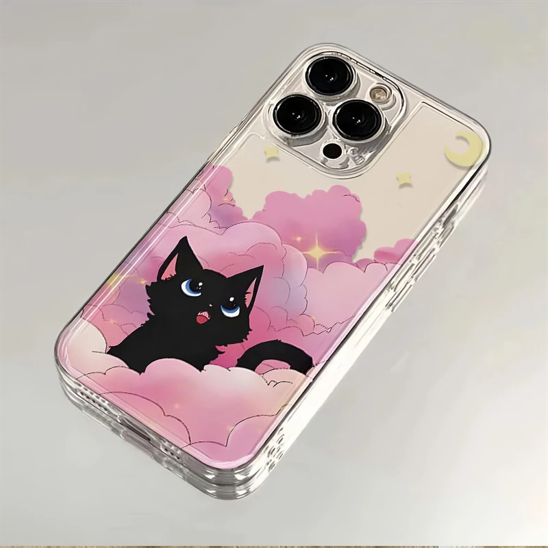 云朵黑猫适用苹果华为荣耀OPPO小米VIVO红米三星iPhone透明手机壳