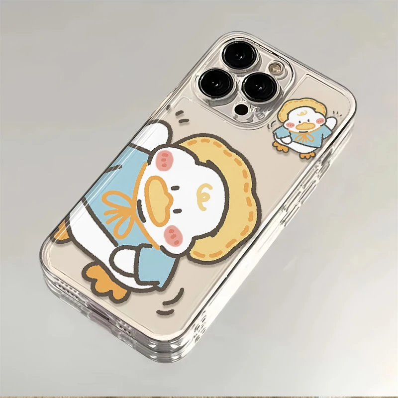 歪头鸭适用苹果15华为新款荣耀OPPO透明VIVO全包iPhone14手机壳XR