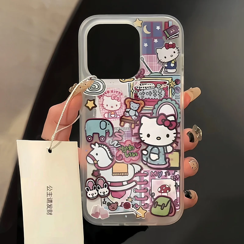 满屏图案凯蒂猫适用苹果15PROMax/14/13/12透明软iPhoneXS手机壳