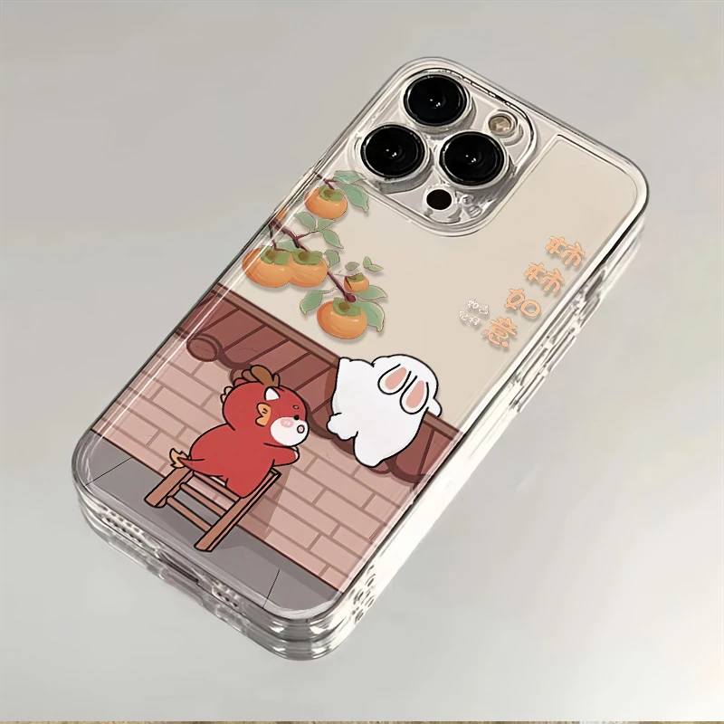 柿柿如意适用苹果华为荣耀OPPO小米VIVO红米三星iPhone透明手机壳