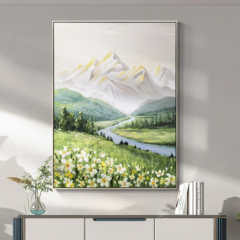 【尺寸50*70】手绘油画玄关画现代餐厅装饰画北欧风电表箱挂画风景
