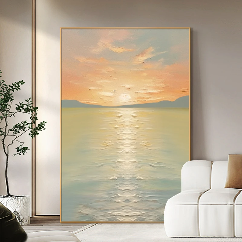 【朝曦】原创油画奶油风客厅装饰画简约沙发背景壁画抽象肌理玄关画