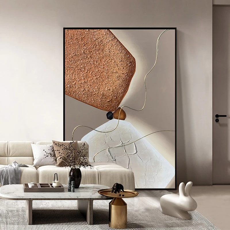 【时来运转】手绘油画客厅背景墙壁画现代玄关装饰画挂画抽象肌理画