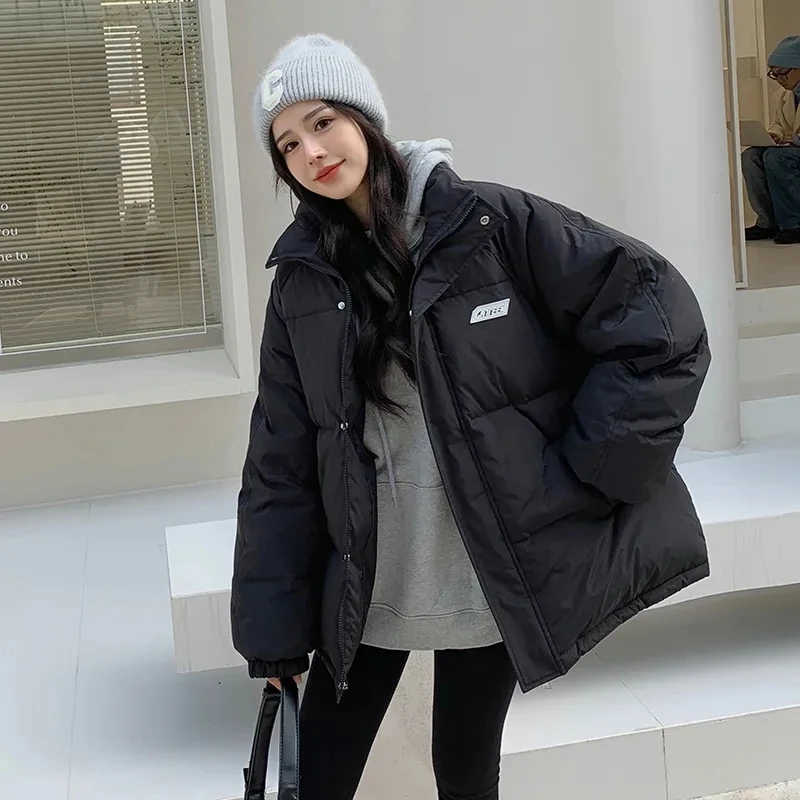 2024冬季新款韩版休闲百搭宽松加厚立领保暖时尚外套