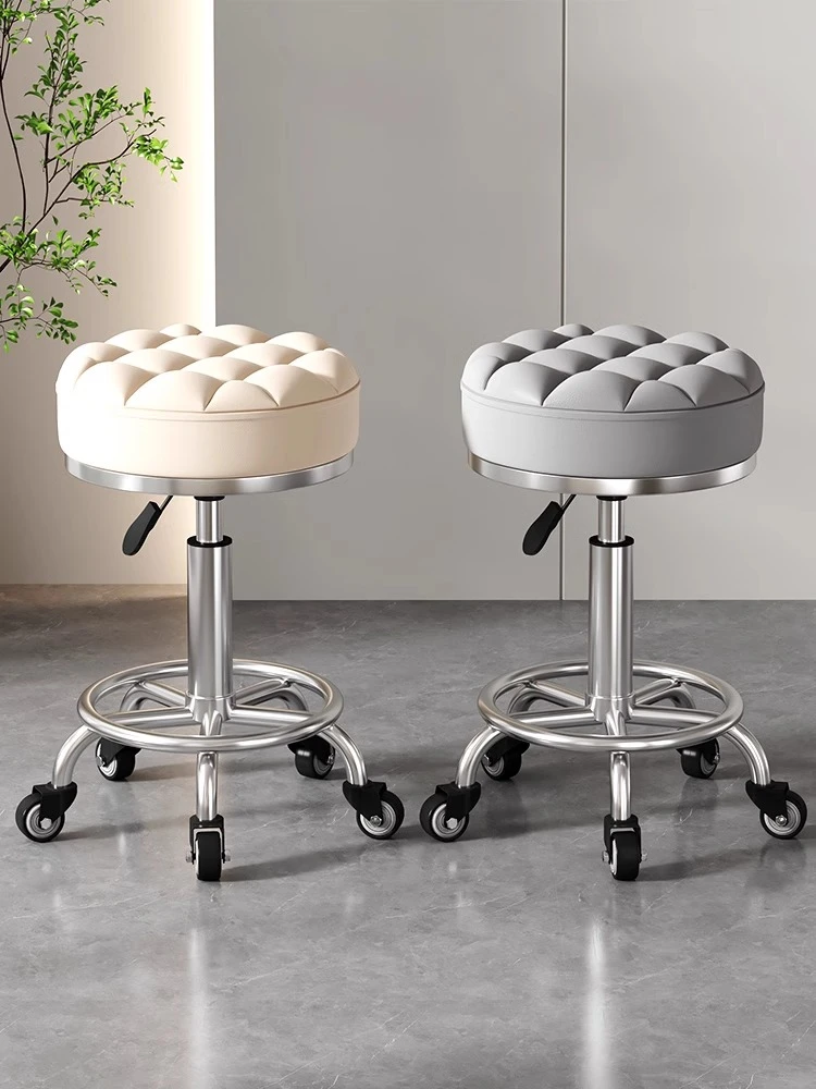 美发圆凳滑轮美甲师椅子升降圆凳子大工凳子美容凳子理发店剪发椅