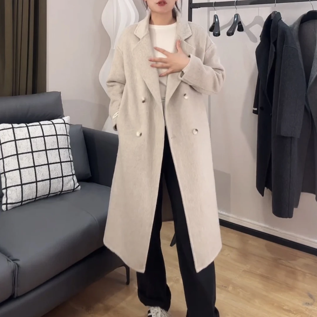 CejwKzcuMan新款气质时尚羊毛手工缝制双面呢大衣宽松加厚保暖