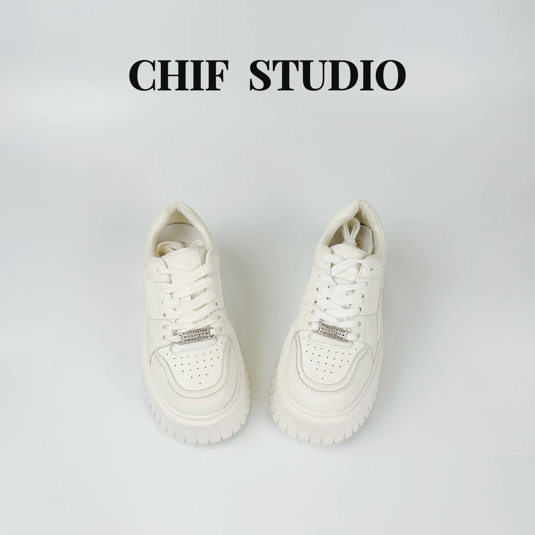 【Y&Y】2024炸街小白鞋女款德训鞋复古松糕底增高小板鞋白鞋女5993