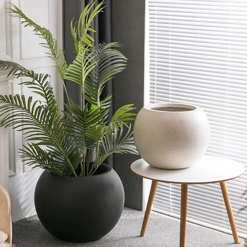 简约镁泥室内花盆高颜值客厅装饰盆简约现代绿植盆